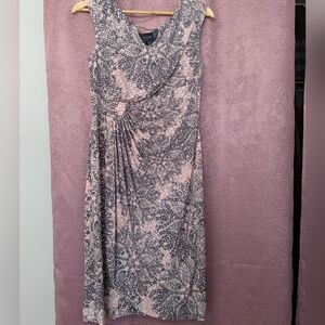 NWT Connected Apparel Sleeveless Pink Gray Midi Dress Summer Casual Pretty